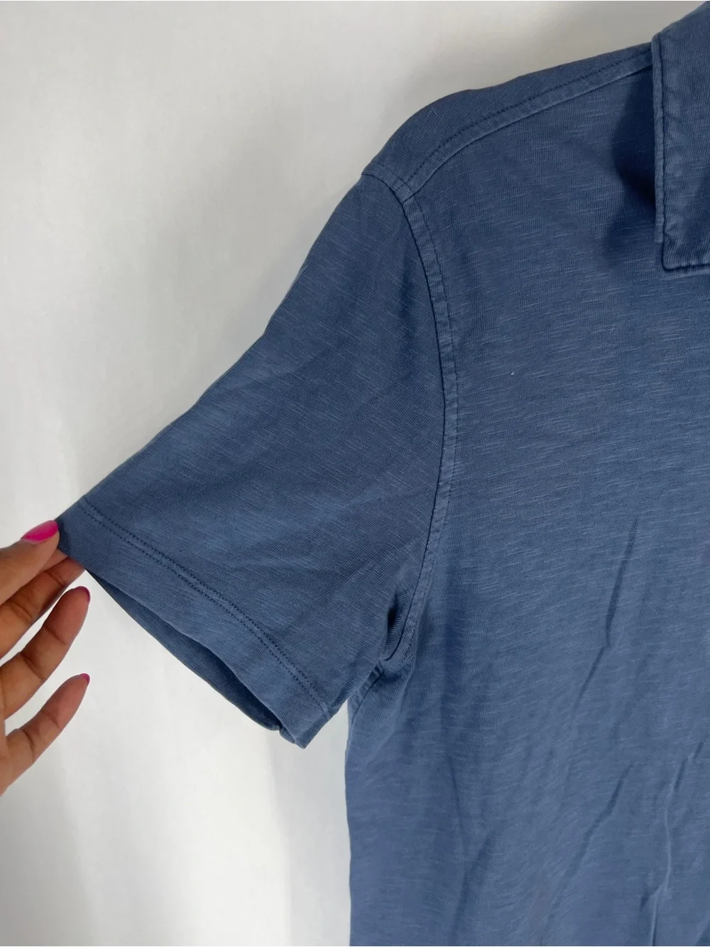 J.Crew Garment-Dyed Slub Cotton Pocket Polo Shirt Blue Size M